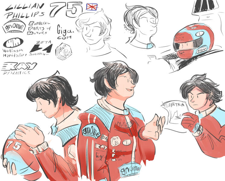Fictional female driver, one of the main characters of a story about women in motorsports